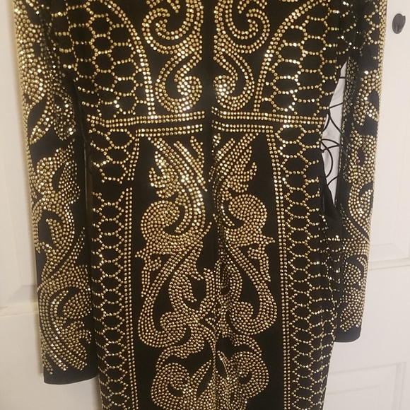 Fashion Nova Unique Gold Dynasty Studded Dress - Picture 6 of 7